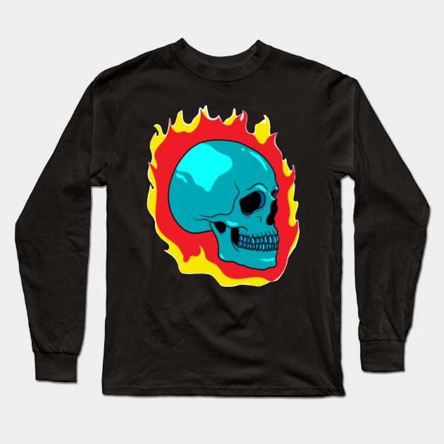 skull on fire (3) Long Sleeve T-Shirt by aleajsstuff